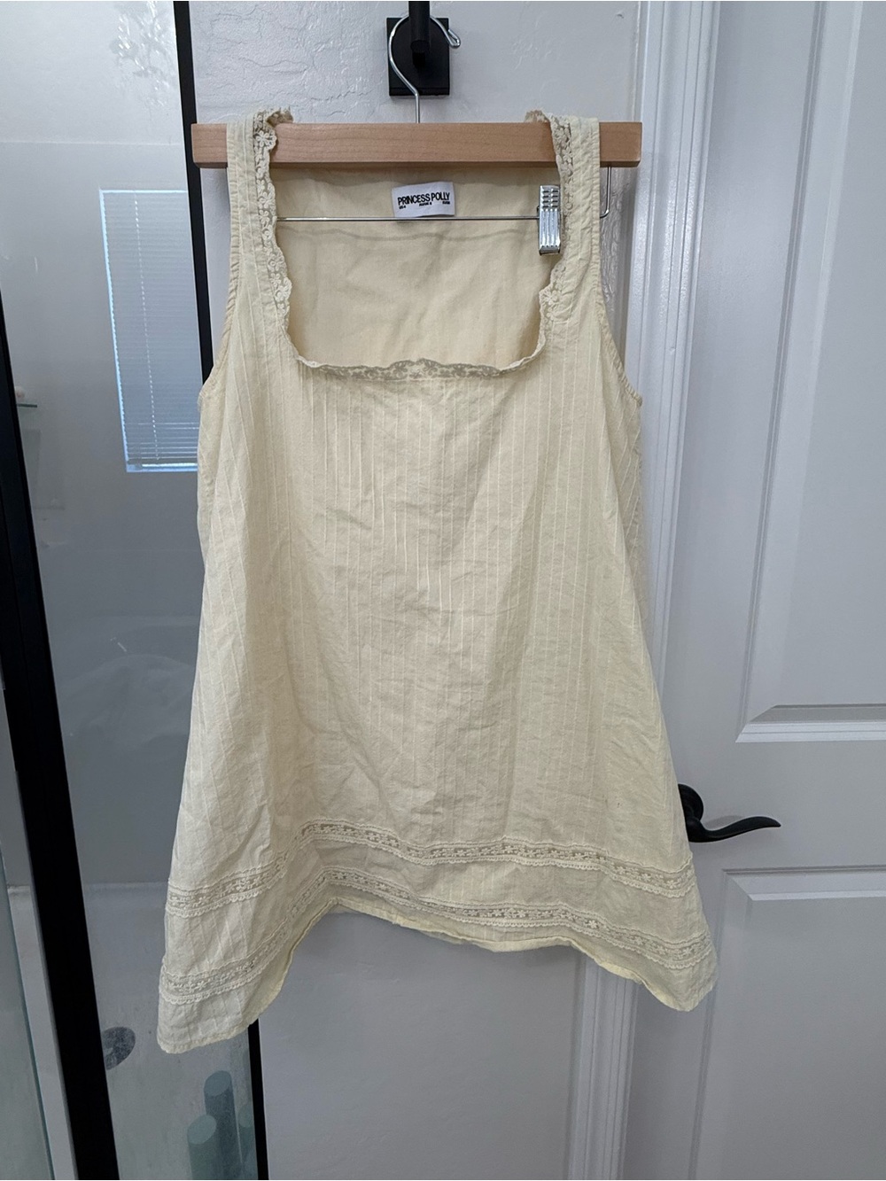 Princess Polly Cream Lace-Trim Sleeveless Top